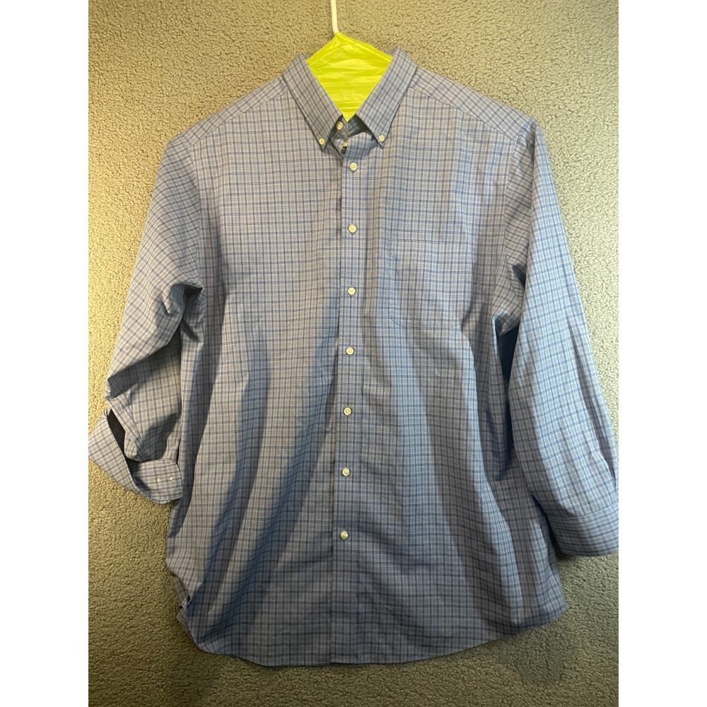 Rountree & Yorke Gold Label Dress Shirt, Mens, 2XT  Blue Plaid